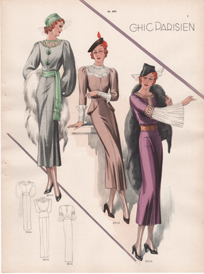 Chic Parisien art deco fashion illustrations 1936